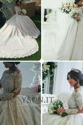 Abito da sposa Formale Clessidra Naturale Lungo Maniche Lunghe Lace Coperta - Pagina 10