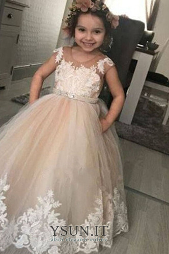 Abito cerimonia bambina A-Line Piccola t Lace Coperta Lungo Tulle stravagante - Pagina 2