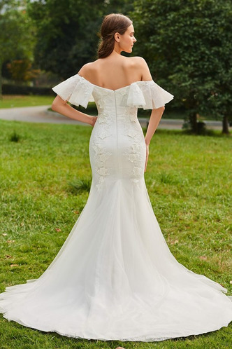 Abito da sposa Pizzo Autunno Festoni Petite Cappellini Schiena Nuda - Pagina 3