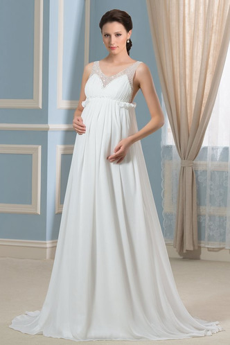 Abito da sposa Impero Corpetto Pieghe Autunno Chiffon Bottone Semplici - Pagina 1