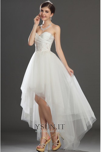 Abito da sposa Asimmetrici Alto Basso Taffeta Sexy Pieghe Cuore - Pagina 3