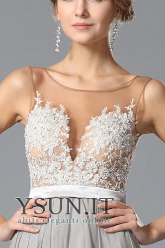 Abito da sera Pizzo Overlay Ricami Naturale sarsenet Gonna lunga - Pagina 2