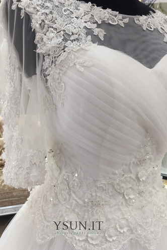 Abito da sposa Chiesa Shiena Sheer Raso Quanto Maniche a 3/4 A-Line - Pagina 3