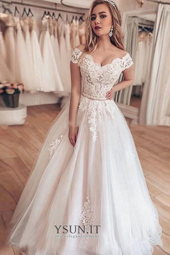 Abito da sposa All Aperto A Terra Applique Eleganti Tulle Cappellini - Pagina 1