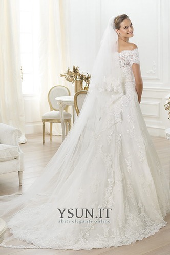 Abito da sposa T-Shirt All Aperto A-Line Fuori dalla spalla Naturale - Pagina 2