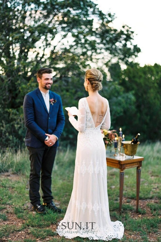 Abito da sposa Treno di spazzata Bateau Naturale A-Line Quanto Tulle - Pagina 3