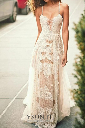 Abito da sposa Eleganti Spiaggia Pizzo Overlay Senza Maniche Cerniera - Pagina 1