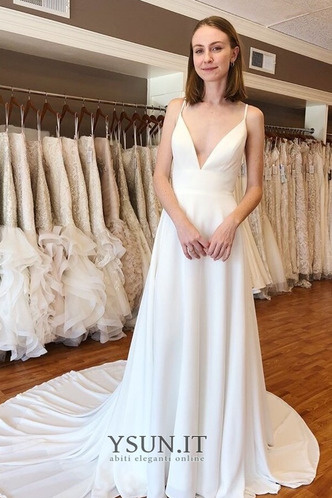 Abito da sposa Semplici Collo drappeggiato A-Line Chiffon Triangolo Invertito - Pagina 1