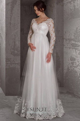 Abito da sposa Premaman All Aperto Bendaggio Illusione maniche Autunno - Pagina 1