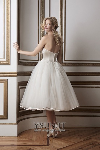 Abito da sposa Sotto Ginocchio Bottone Ball Gown Estate Raso Cuore - Pagina 3