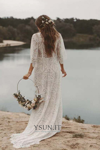 Abito da sposa Eleganti in pizzo V-Scollo Naturale Asimmetrico Treno di spazzata - Pagina 2