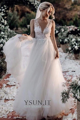 Abito da sposa A Terra eleganza Cerniera Tulle Profondo V-scollo Naturale - Pagina 1