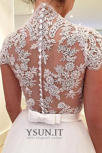 Abito da sposa Formale All Aperto V-Scollo Pizzo francese Maniche Corte - Pagina 2