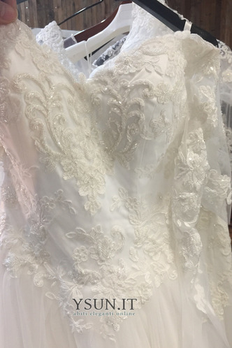 Abito da sposa Caduta in pizzo A-Line Lace Coperta Cerniera Treno della corte - Pagina 4