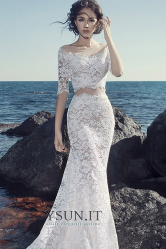 Abito da sposa Sexy Pizzo Overlay Fuori dalla spalla Sirena Cerniera - Pagina 4