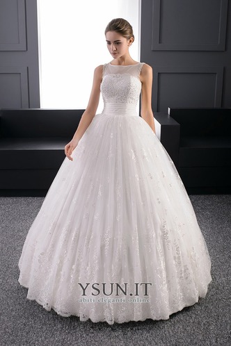 Abito da sposa Applique Allacciato Ball Gown Lungo Bateau Tulle - Pagina 1