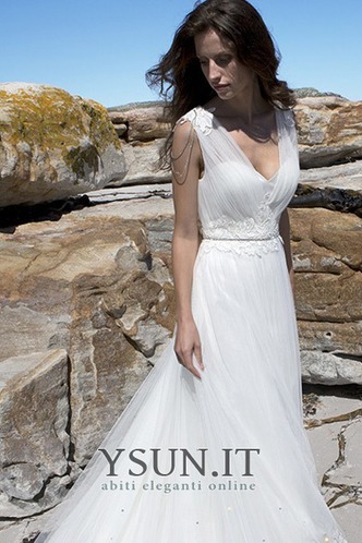 Abito da sposa Romantici Gonna lunga Spiaggia Naturale A-Line V-Scollo - Pagina 1