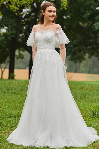 Abito da sposa A-Line Naturale Maniche Corte Petit Bateau Oscillare - Pagina 3