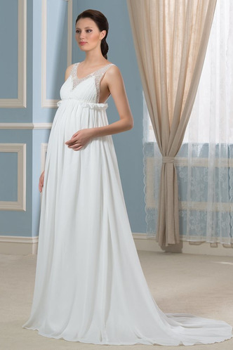 Abito da sposa Impero Corpetto Pieghe Autunno Chiffon Bottone Semplici - Pagina 3