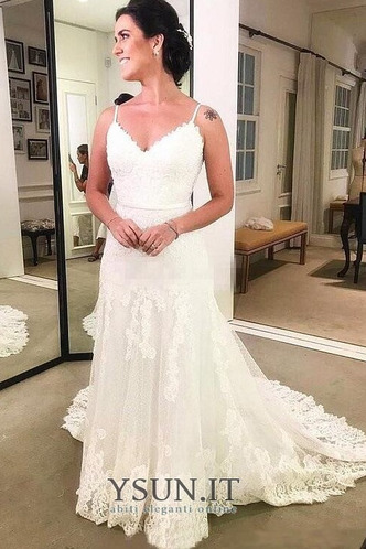 Abito da sposa Pizzo A-Line Schiena Nuda Naturale Treno della corte - Pagina 2