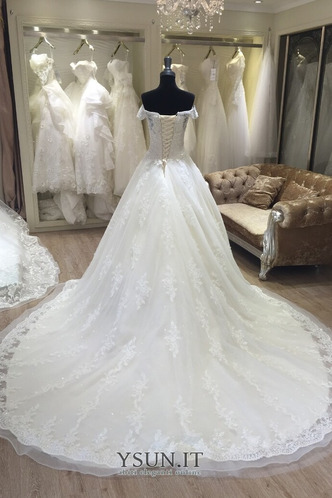 Abito da sposa Primavera bordo tornito Pizzo francese Formale Maniche Corte - Pagina 2