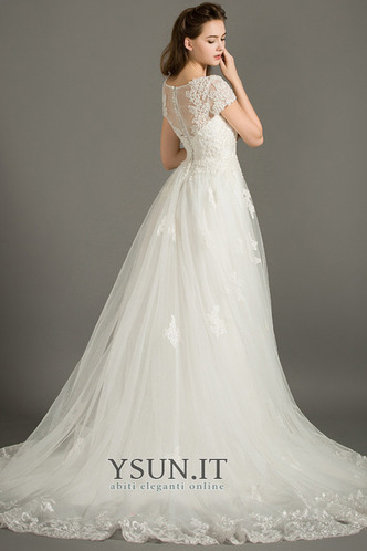 Abito da sposa Maniche Corte T luce Tulle Pizzo Overlay Naturale Chiesa - Pagina 2