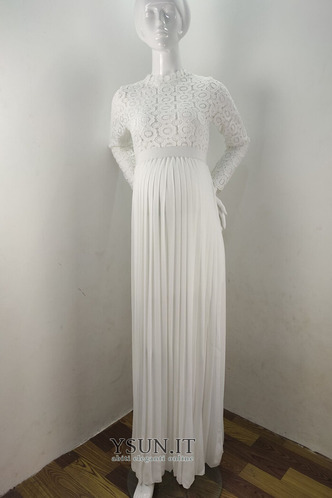 Abito da sposa Premaman Collo drappeggiato Chiffon Maniche Lunghe - Pagina 9