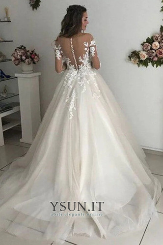 Abito da sposa Quanto Spiaggia A-Line bordo rialzato Naturale Tulle - Pagina 2