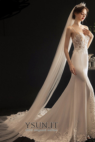 Abito da sposa Sirena Estate Festoni Eleganti Lungo Spaghetti spalline - Pagina 4