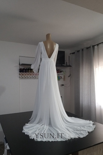 Abito da sposa Pouf maniche Schiena Nuda A-Line Chiffon Tipo standard - Pagina 2