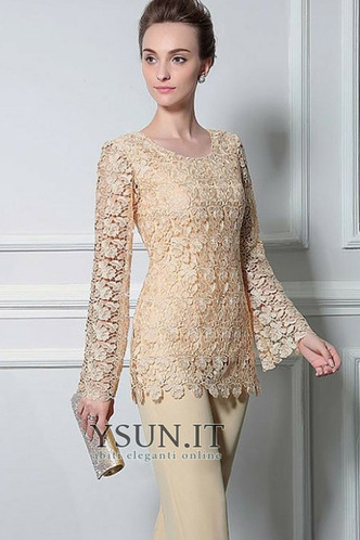 Abito mamma sposa Pizzo francese Tondo Lace Coperta Alle Caviglie Maniche Lunghe - Pagina 5