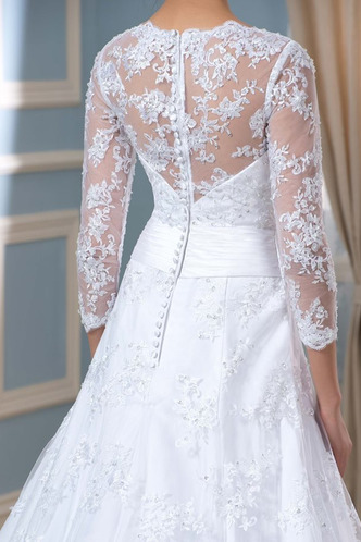 Abito da sposa Vintage Pizzo Overlay Applique Quanto all'aperto Maniche Lunghe - Pagina 4