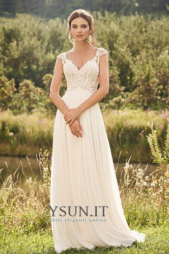 Abito da sposa Eleganti Chiffon Primavera Senza Maniche Naturale in pizzo - Pagina 1