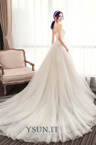 Abito da sposa Pizzo Lace Coperta Naturale Applique Senza Maniche - Pagina 2