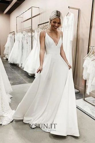 Abito da sposa Semplici Super Satin Profondo V-scollo Naturale Triangolo Invertito - Pagina 1