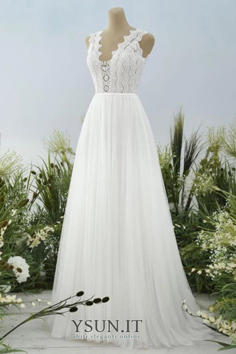 Abito da sposa Senza Maniche a linea Naturale Tulle Lace Coperta Cerniera - Pagina 1