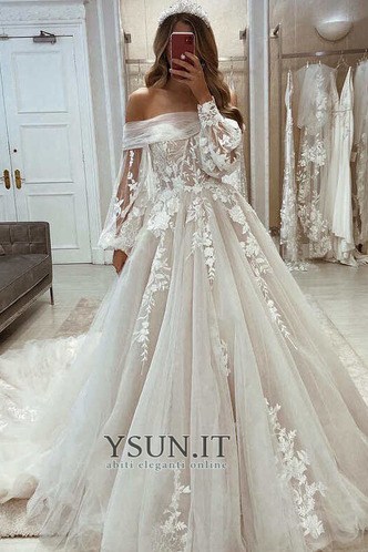 Abito da sposa Cerniera A-Line Lungo tessuto Festoni Collare di spalla Carta - Pagina 2