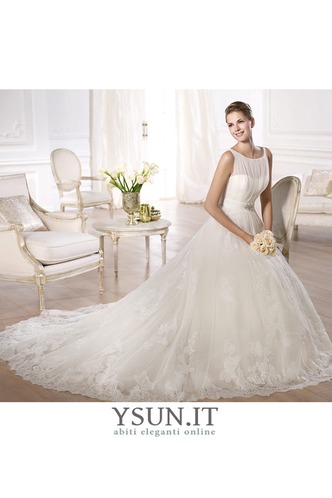 Abito da sposa Lungo Caduta Chiesa Bateau A-Line Shiena Sheer - Pagina 2