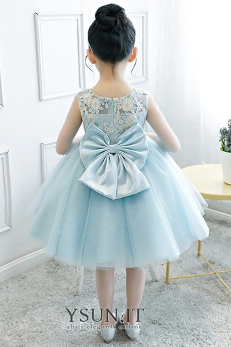 Abito cerimonia bambina al ginocchio decorato Fiocco Tulle Estate Formale - Pagina 2