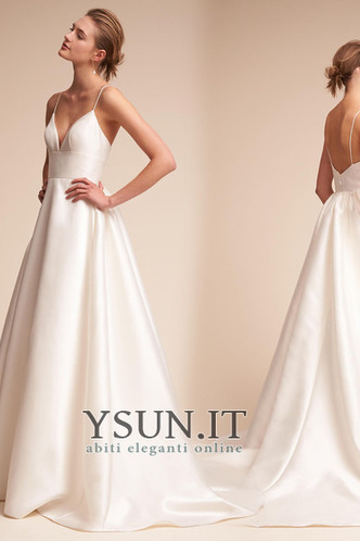Abito da sposa A-Line Naturale Festoni Treno di spazzata Estate Raso - Pagina 3