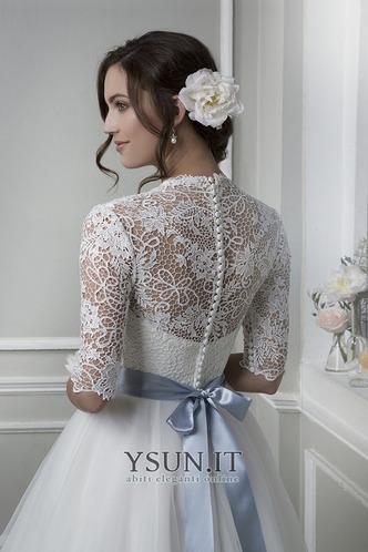 Abito da sposa Pizzo francese Quanto a linea Scollo a v V Naturale - Pagina 4