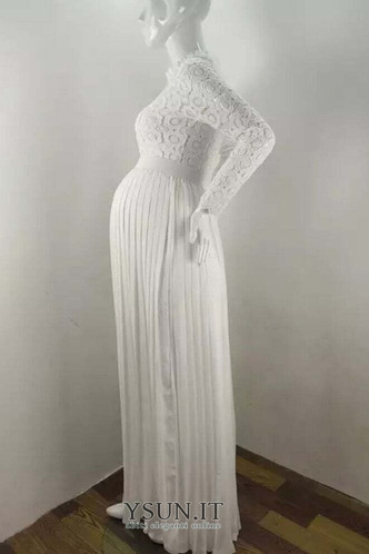 Abito da sposa Premaman Collo drappeggiato Chiffon Maniche Lunghe - Pagina 12