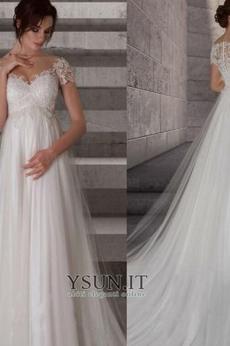 Abito da sposa alta vita/cintola tessuto Breve treno Tondo Premaman - Pagina 5