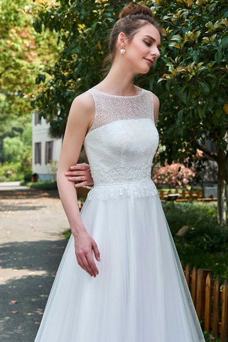 Abito da sposa Pizzo A-Line Naturale Cerniera Pick-Ups Bateau - Pagina 4