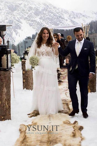 Abito da sposa Cerniera A Terra A-Line Naturale Caduta Pizzo - Pagina 1