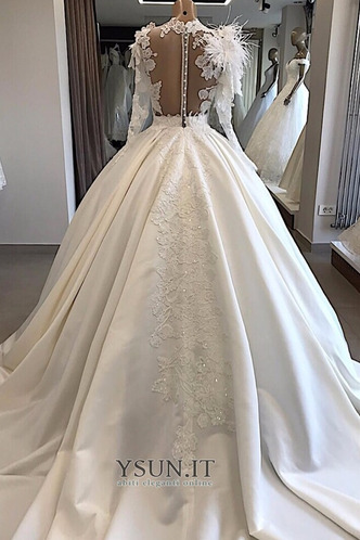 Abito da sposa Autunno Applique Treno della corte Lusso Shiena Sheer - Pagina 2