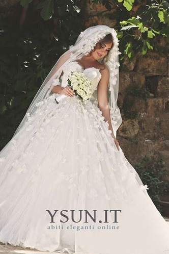 Abito da sposa Allacciato Con Velo Formale Naturale tessuto Gonna lunga - Pagina 5