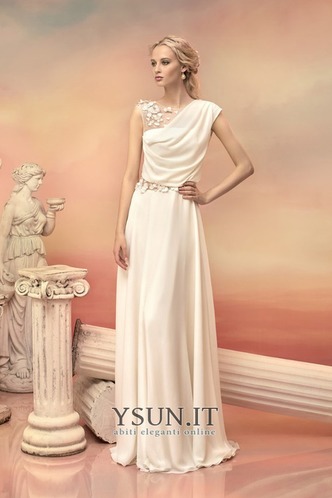 Abito da sposa Fiore decorato Lungo A-Line sarsenet Mezza Coperta - Pagina 1