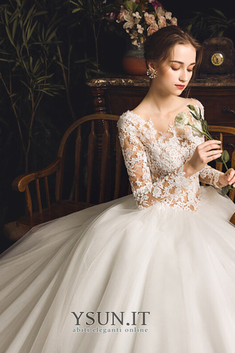 Abito da sposa Chiesa Vintage A-Line Quanto Tulle Naturale - Pagina 4