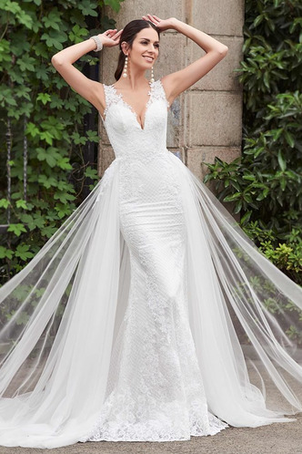 Abito da sposa Sexy Pizzo Gonna lunga all'aperto Naturale Senza Maniche - Pagina 3